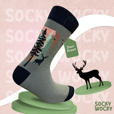 Deer Green Socks Forest Animal Series