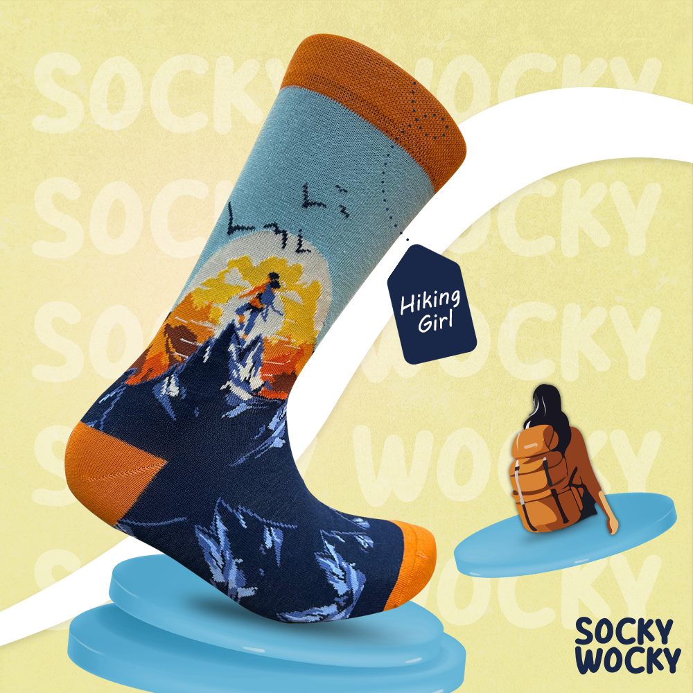 Wandersocken "Mädchen bei Sonnenuntergang" – Natur Abenteuer Edition