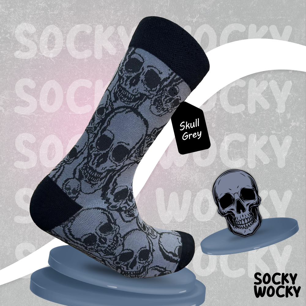 Skull Grey Socks Dark Graphic Edition