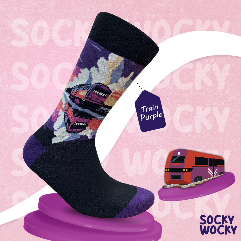Train Purple Socks Railway Travel Series