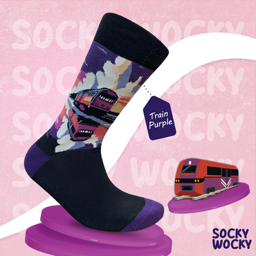 Train Purple Socks Railway Travel Series