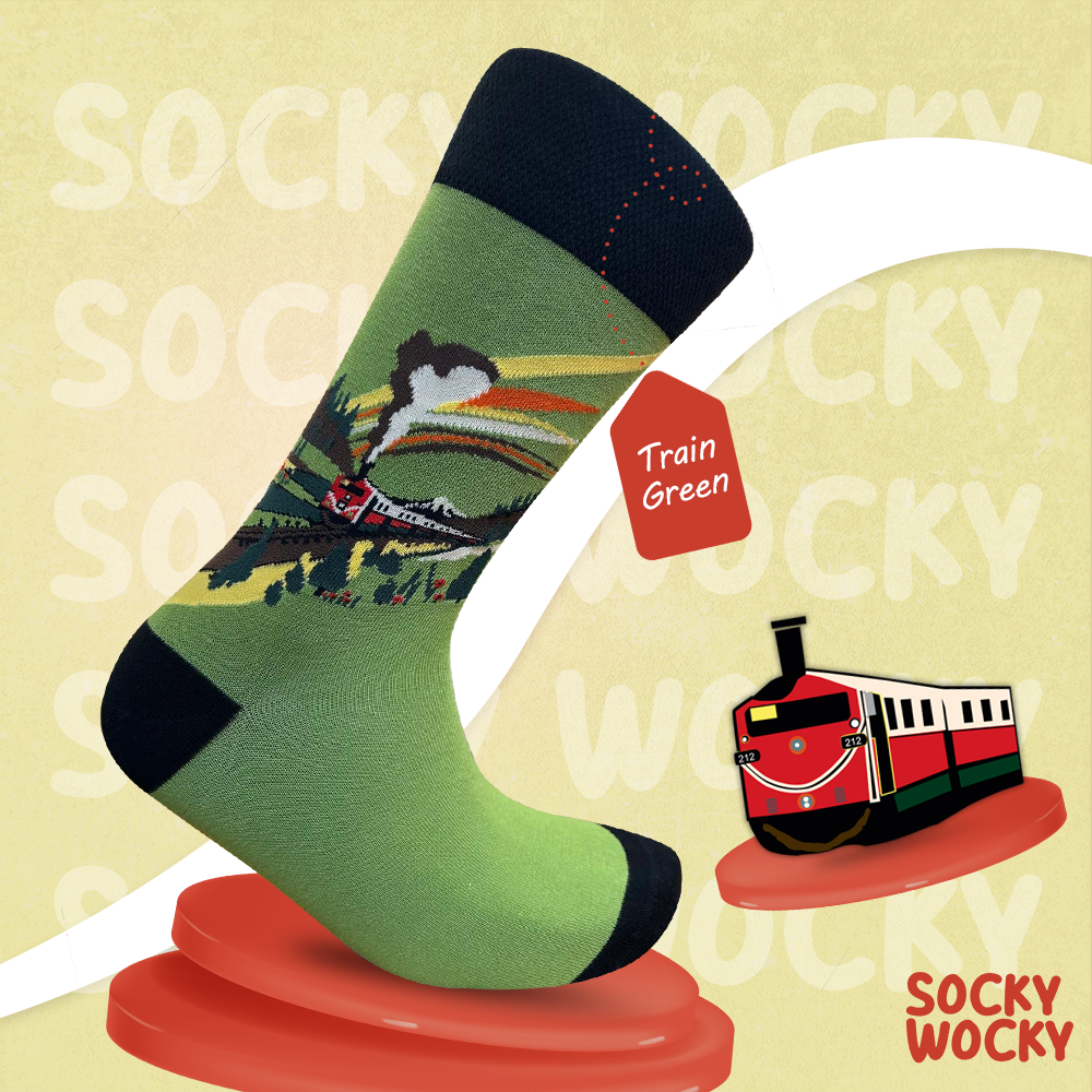 Train Green Socks Railway Travel Edition