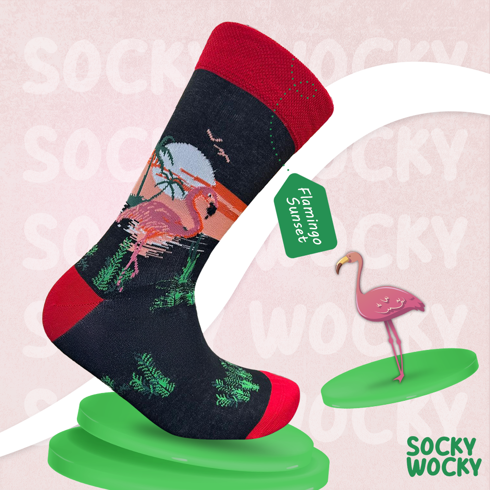Flamingo Sunset Socks Tropical Evening Series