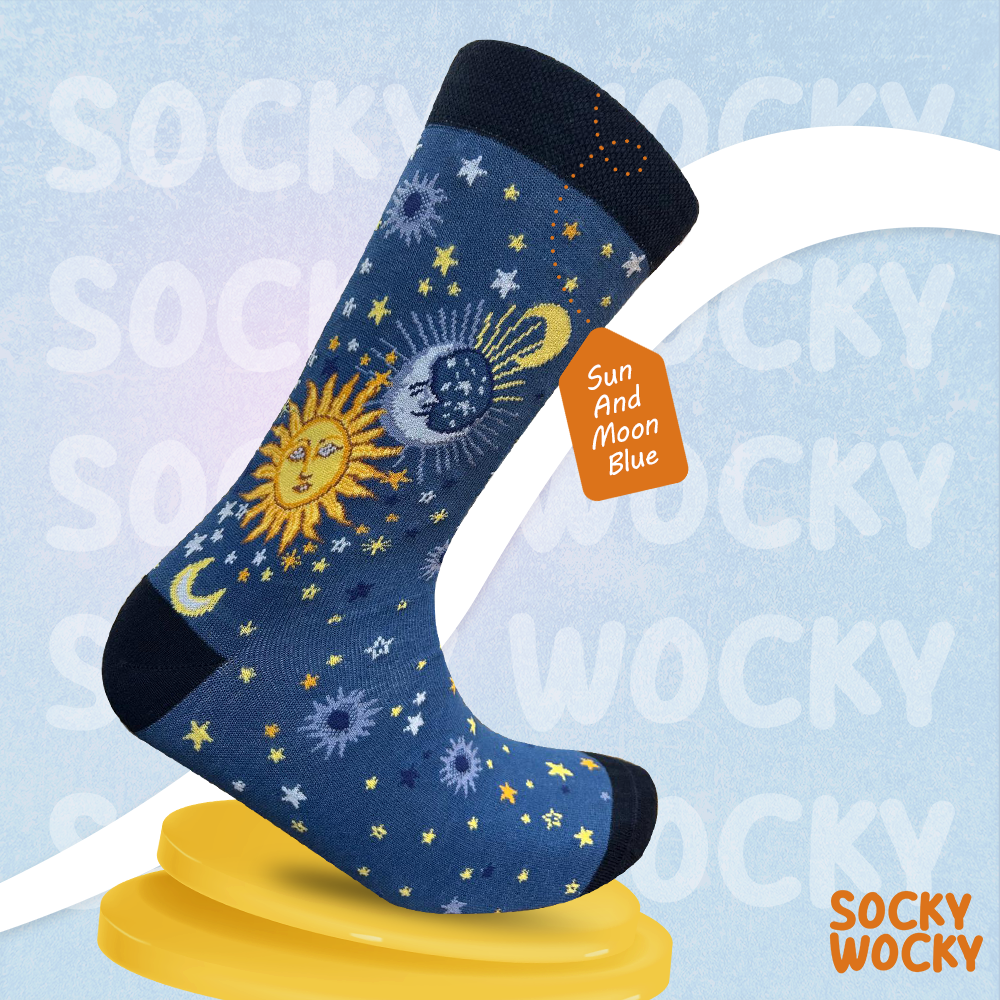 Sun And Moon Blue Socks Cosmic Harmony Series