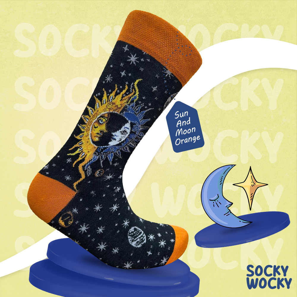 Sun And Moon Orange Socks Cosmic Balance Edition