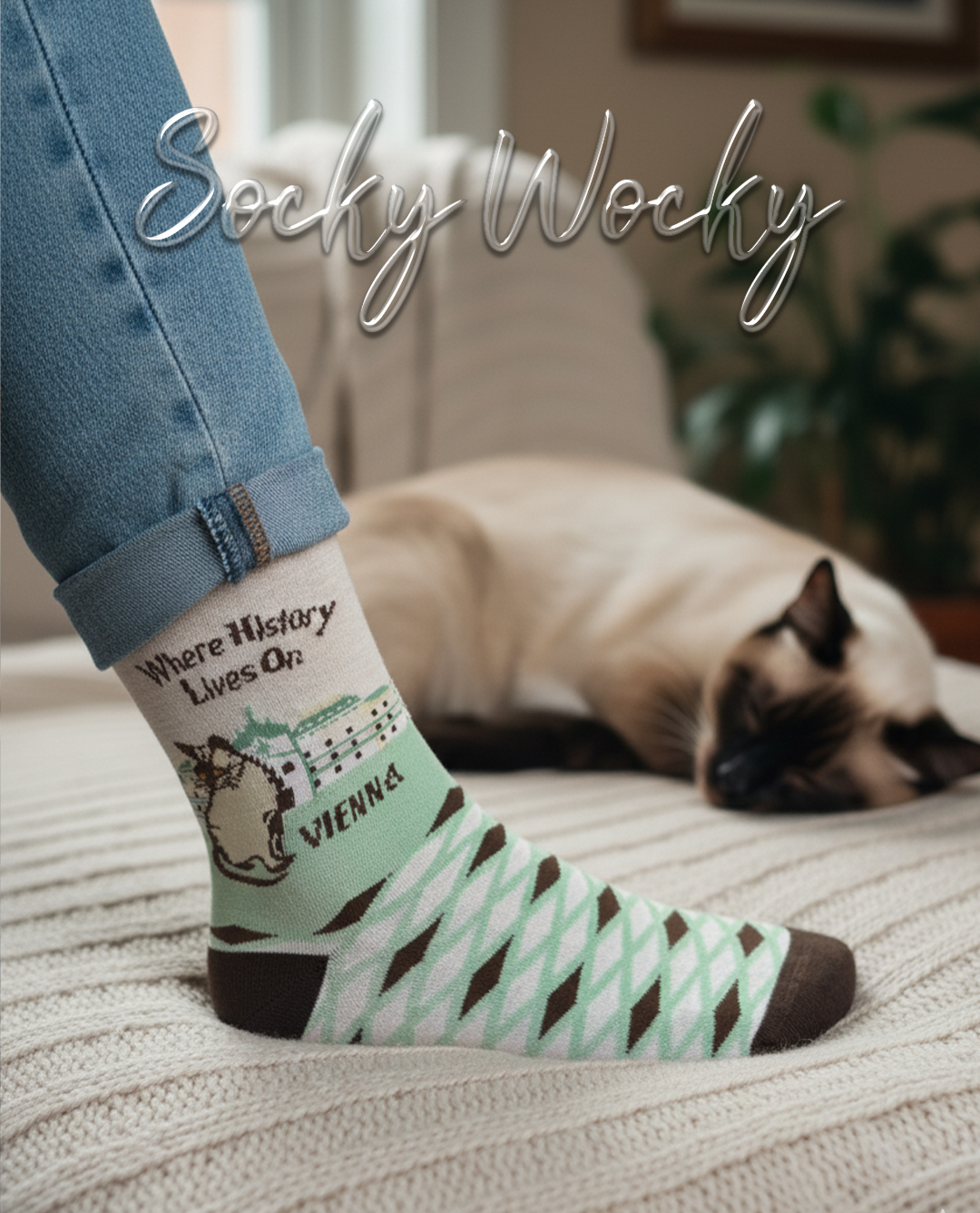 Belvedere Siamese Cat Socks Vienna Heritage Cats