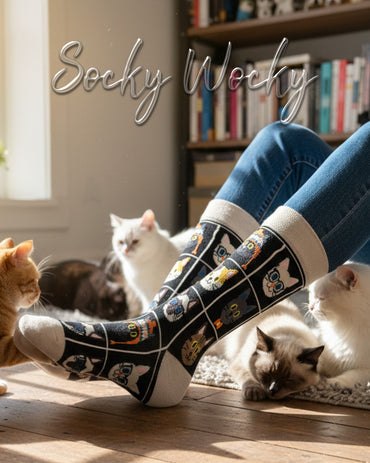 Cat Styles Cream Socks Cute Cat