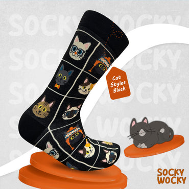 Cat Styles Black Socks Stylish Cat