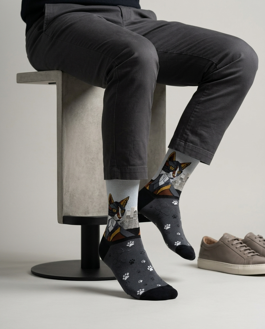 City Cat Socks Urban Animal Edition