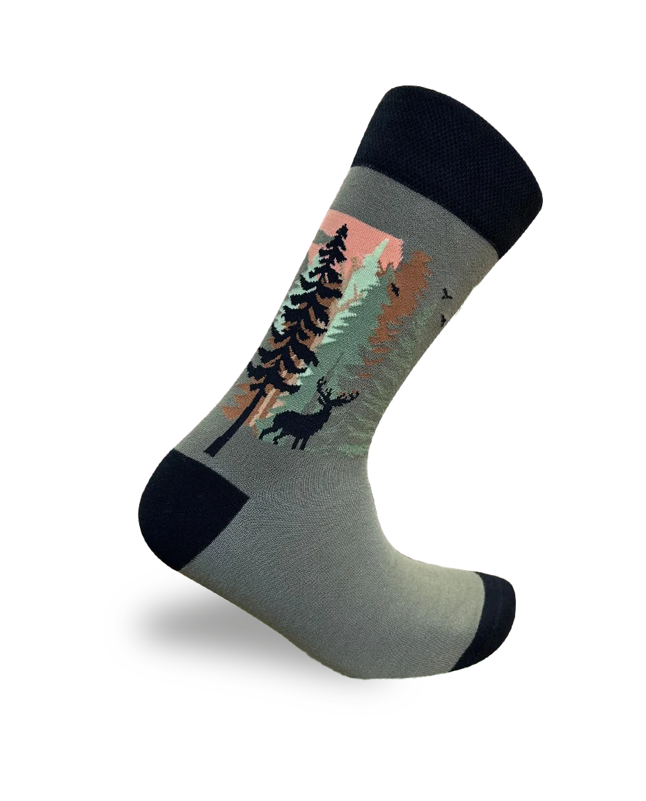 Deer Green Socks Forest Animal Series