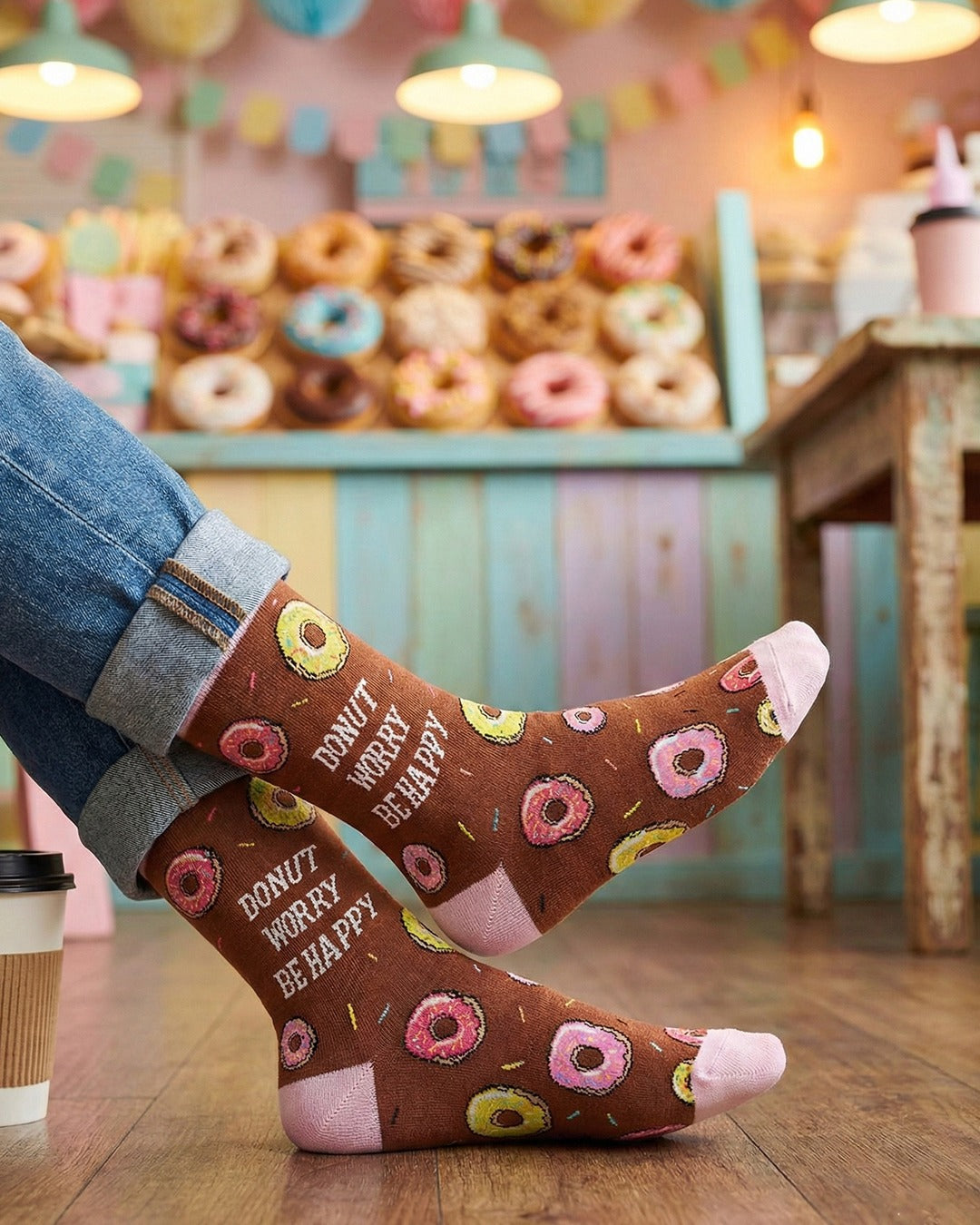 Donut Worry Socks Sweet Treat Pattern