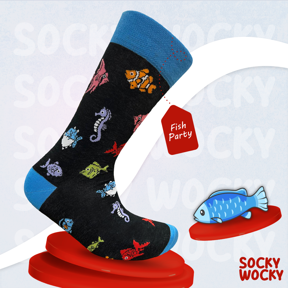 Fish Party Colorful Ocean Pattern Cotton Socks