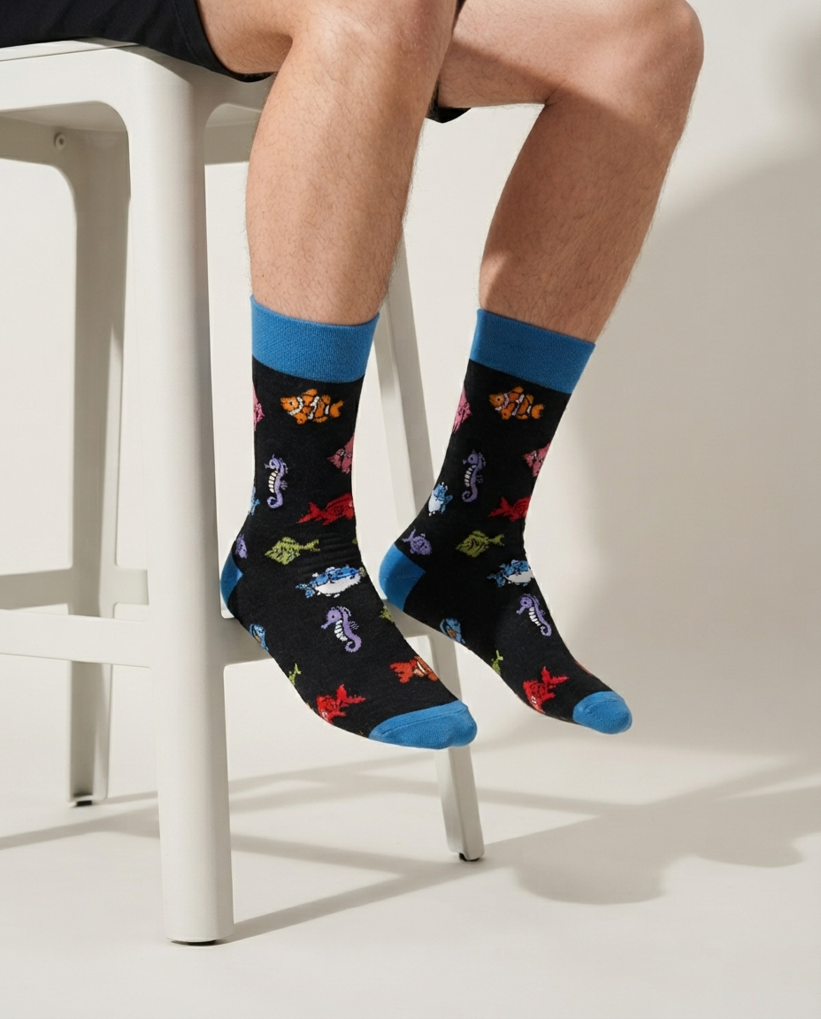 Fish Party Colorful Ocean Pattern Cotton Socks