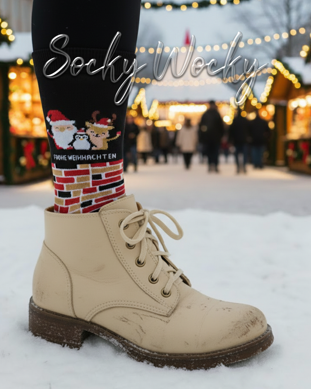 Calze Frohe Weihnachten Edizione Festiva Tedesca