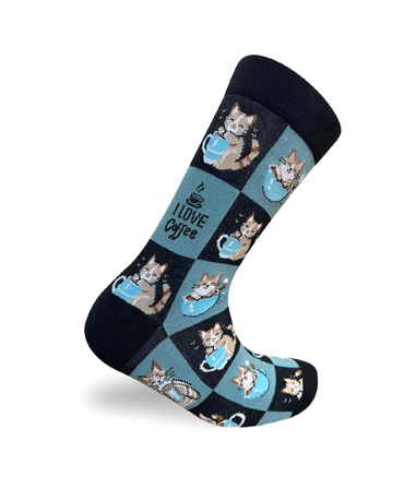 I Love Coffee Socks Coffee & Cat Morning Ritual Series