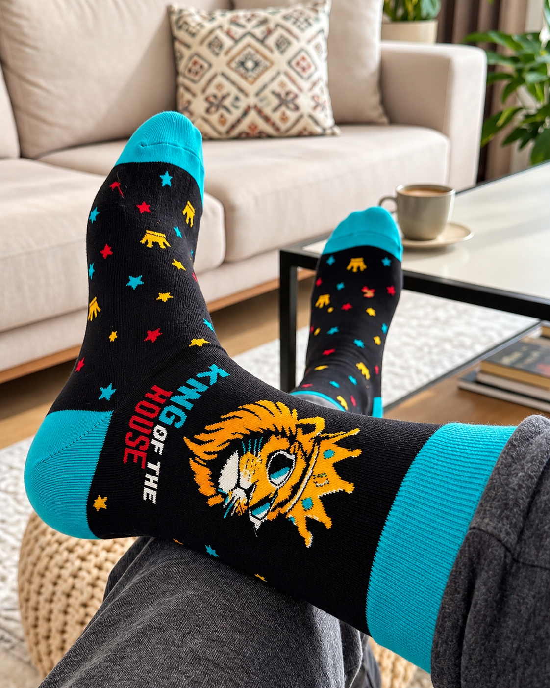 King of the House Lion Novelty Socks