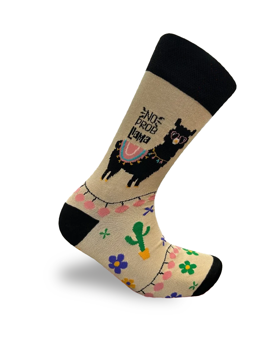 Chaussettes noires « No Prob Llama » Motif lama amusant