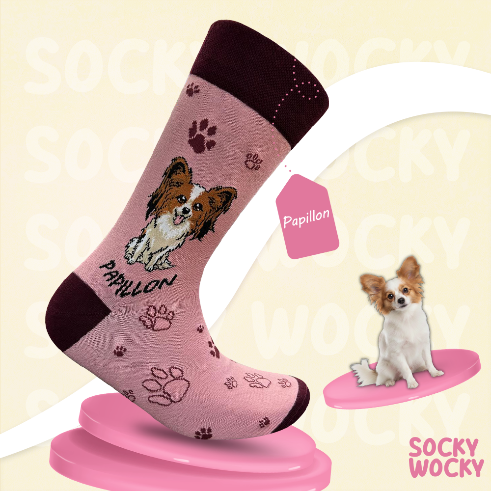 Papillon Dog Socks Cute Funny Cotton