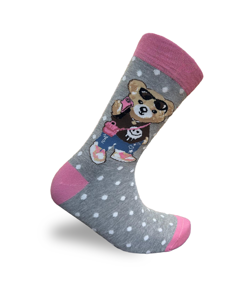 Pink Teddy Bear Socks Soft and Cozy Footwear