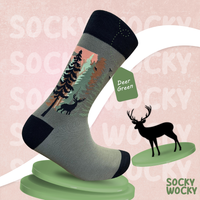 Deer Green Socks Forest Animal Series