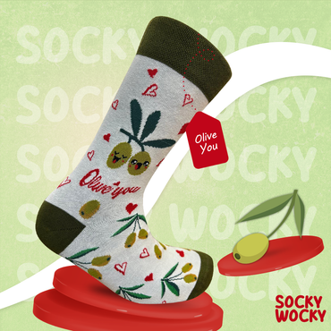Olive You Socks Love Food Message Edition
