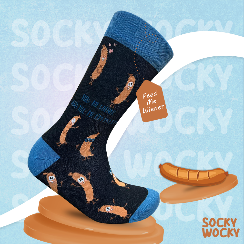 Feed Me Wiener Socks Funny Food Humor Series