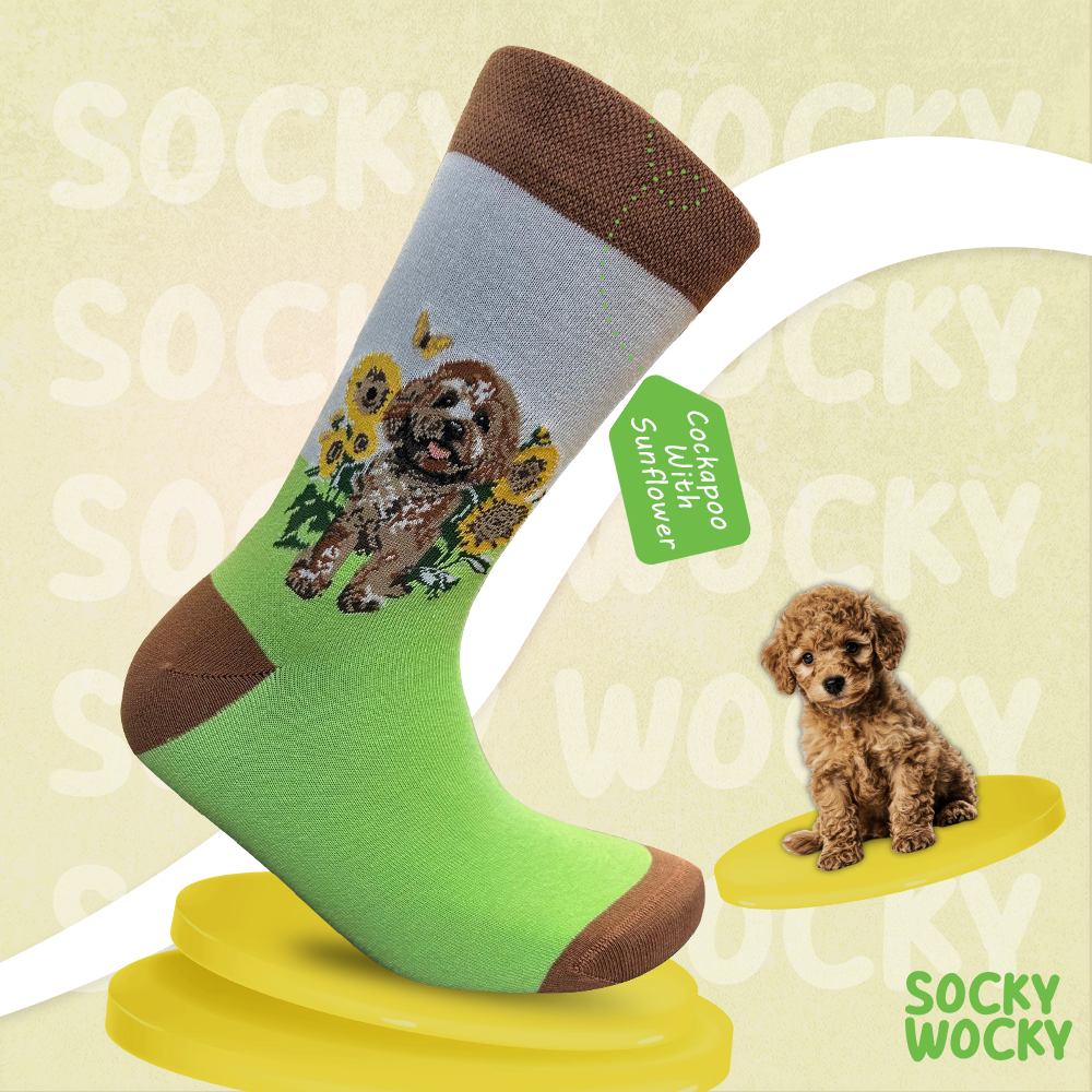 Cockapoo Sunflower Socks Dog Floral Series