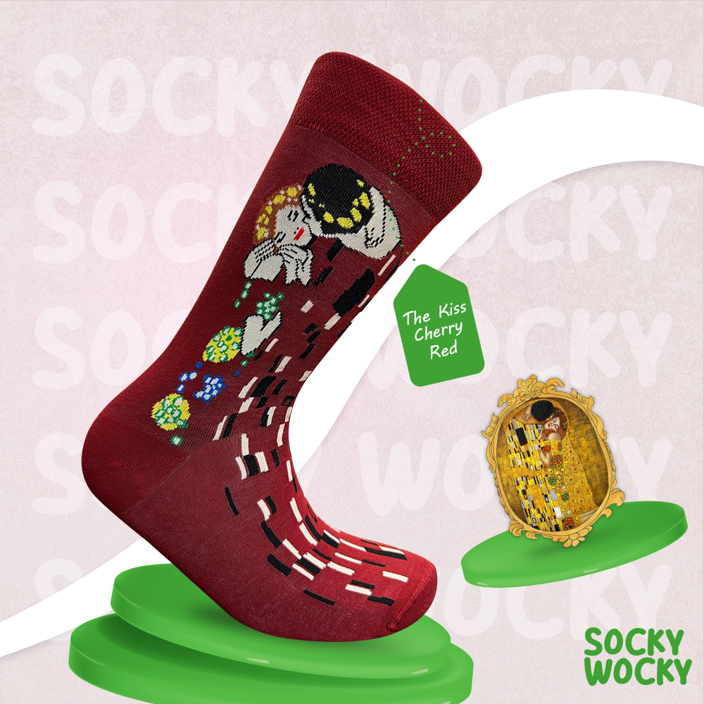 The Kiss Cherry Red Socks Klimt Art Series