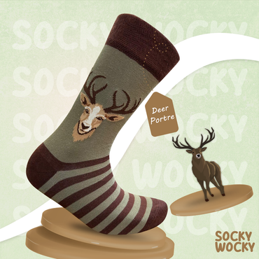 Deer Portrait Socks Animal Art Edition