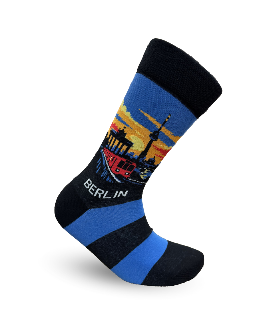 Berlin Train & Sunset Skyline City Style Socks