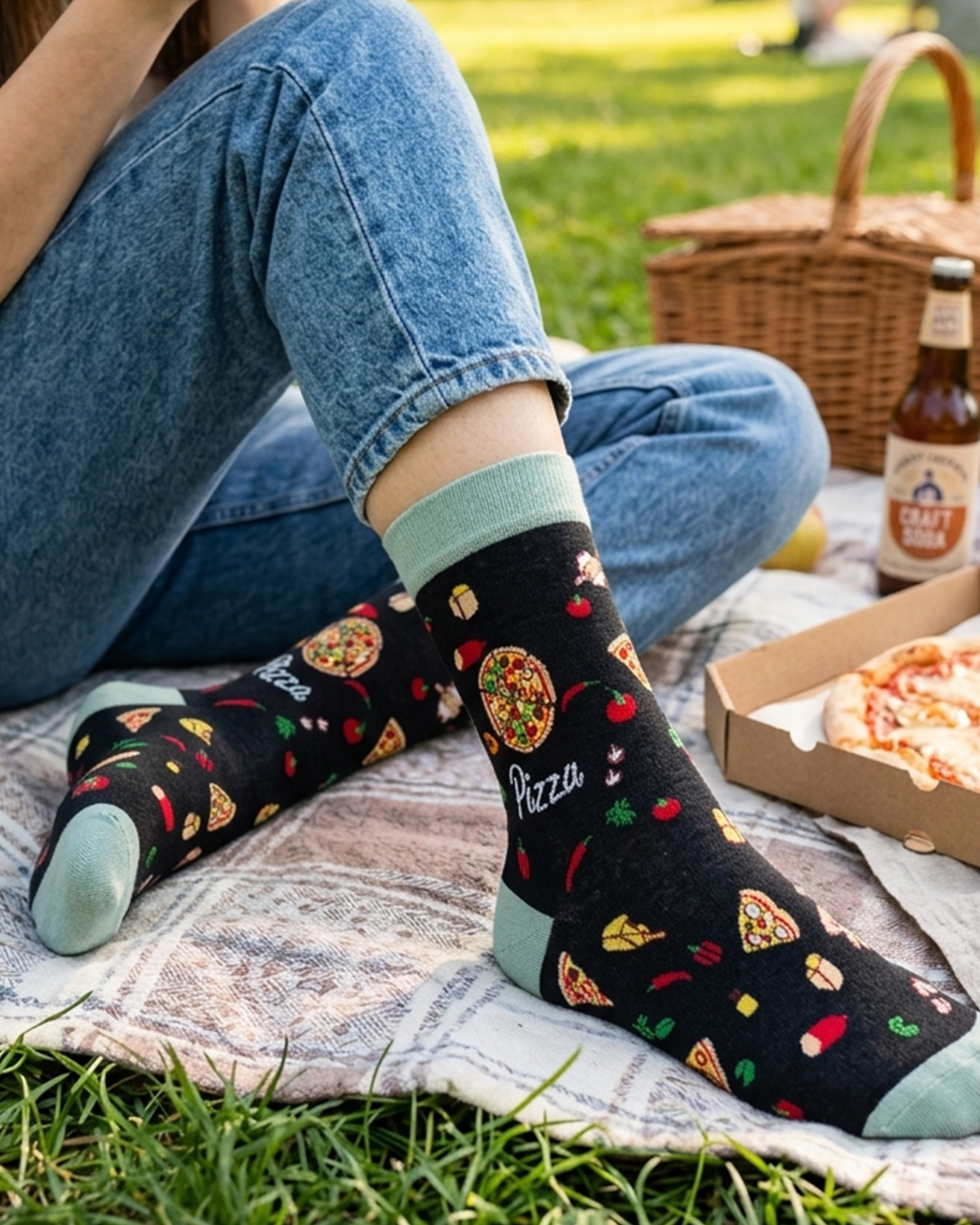 Pizza Black Socks