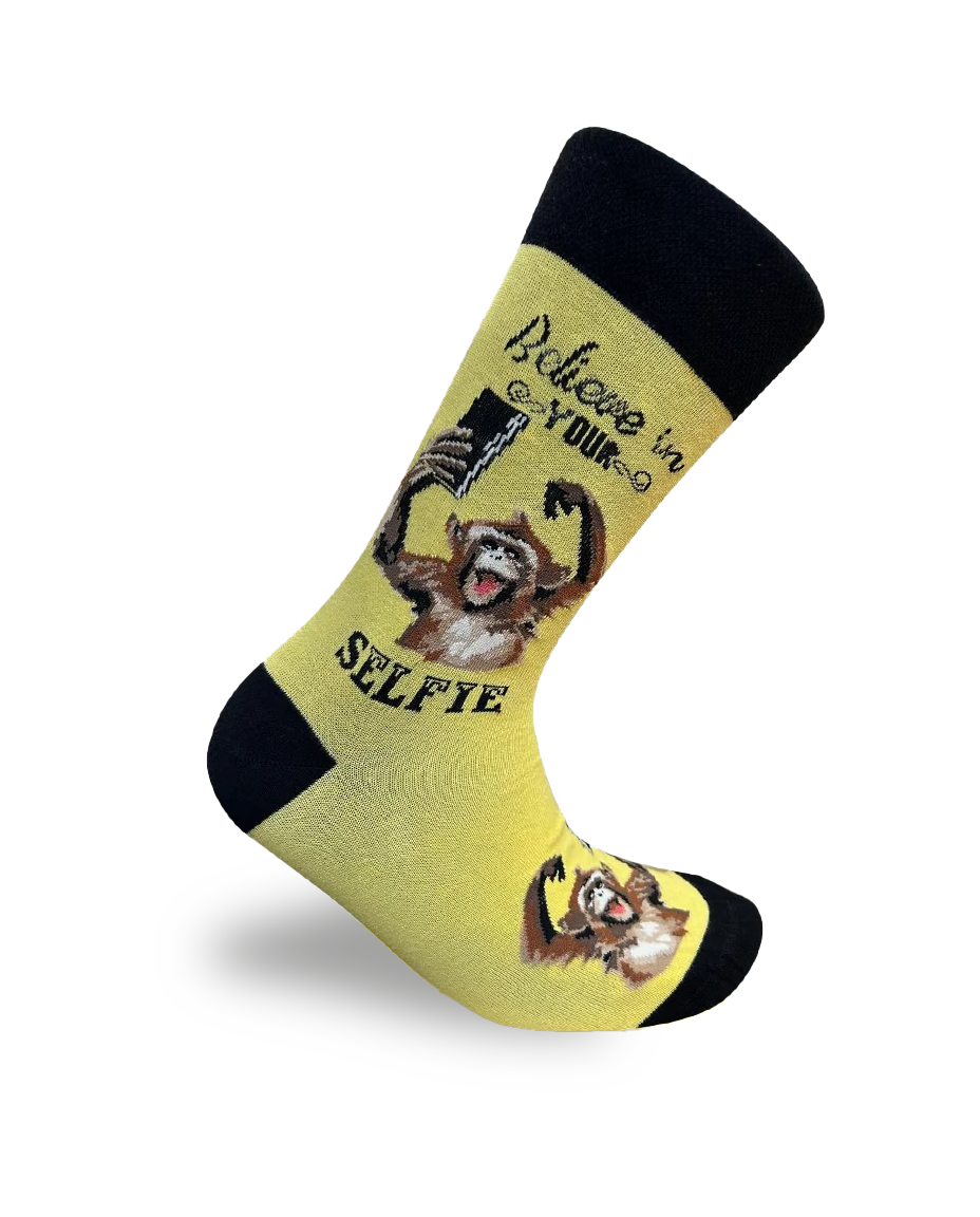Chaussettes Singe Selfie : Crois en toi - Édition Expression Amusante