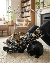 Cat Styles Black Socks Stylish Cat