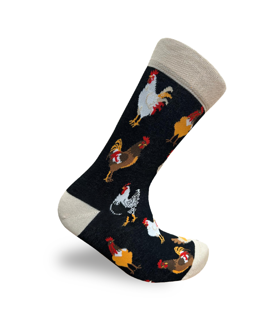 Hühner-Socken Schwarze Farmhof-Design