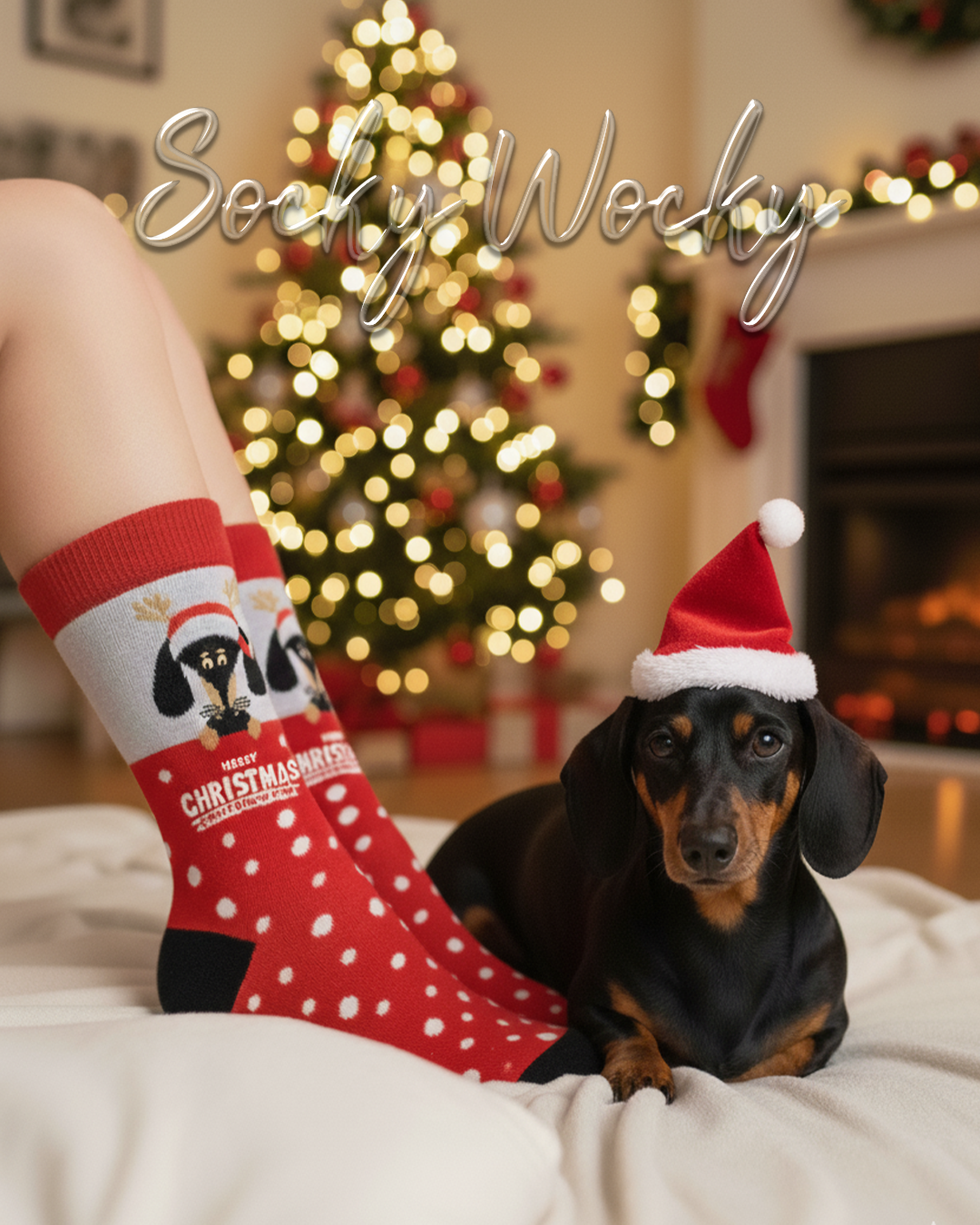 Calze Merry Christmas Dachshund Edizione Cani Festivi
