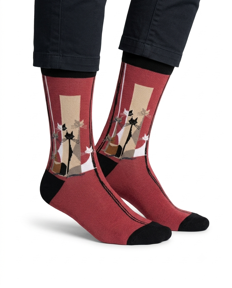 Cubic Cat Socks Geometric Animal Edition