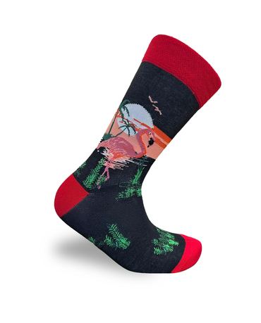 Flamingo-Sonnenuntergang-Socken – Tropische Abendserie