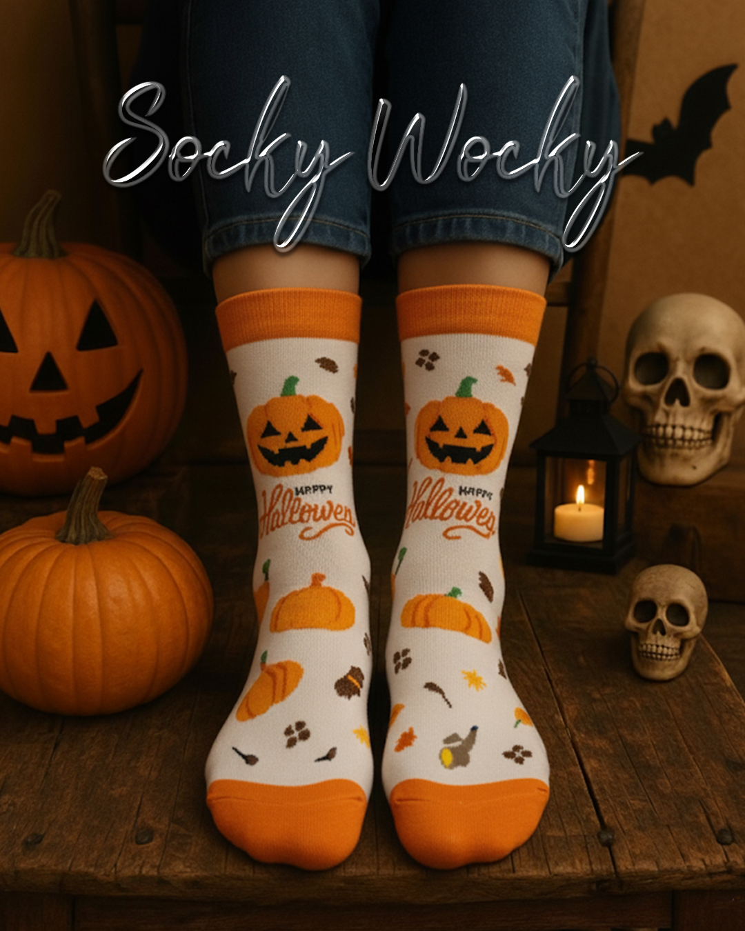 Calze Halloween Serie Stagione Spettrale Bianca