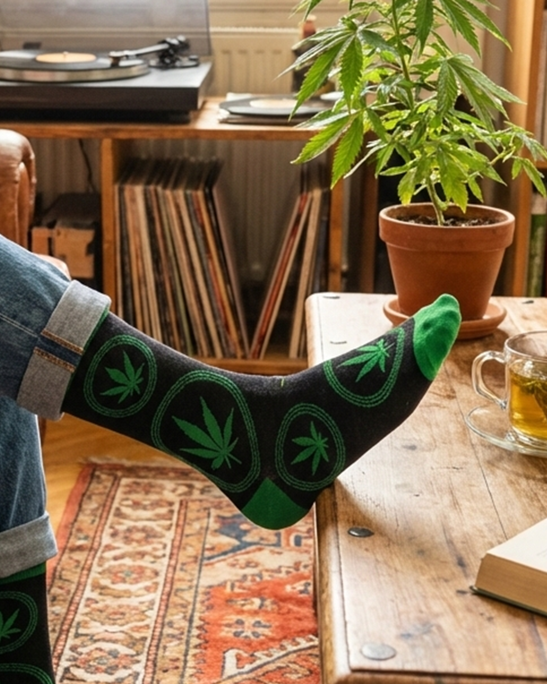 Hemp Leaves Socks Natural Pattern Series
