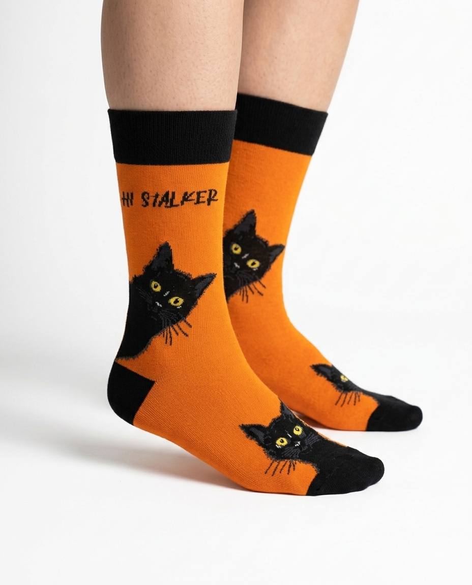 Hi Stalker Socks Mysterious Black Cat Edition