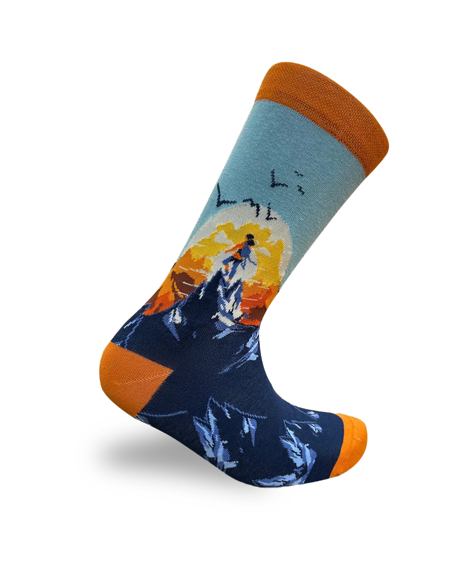 Chaussettes de randonnée fille coucher de soleil édition nature et aventure