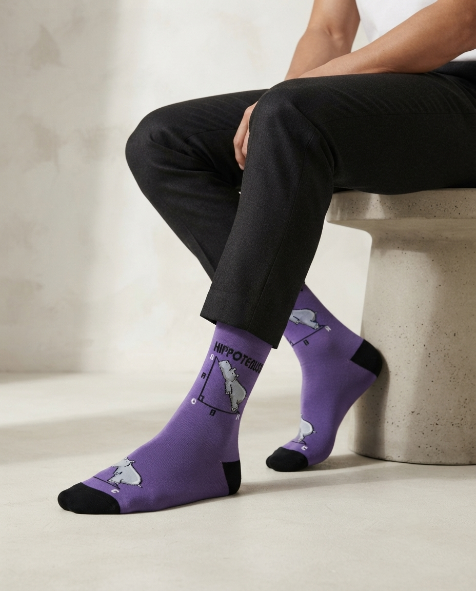 Hypotenuse Lila Socken – Geometrischer Mathe-Stil