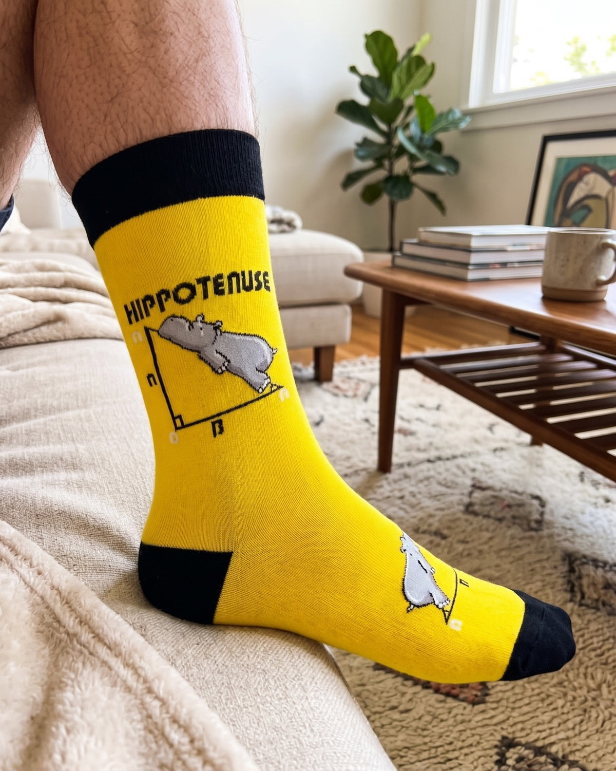 Hippotenuse Yellow Socks Geometric Math Edition