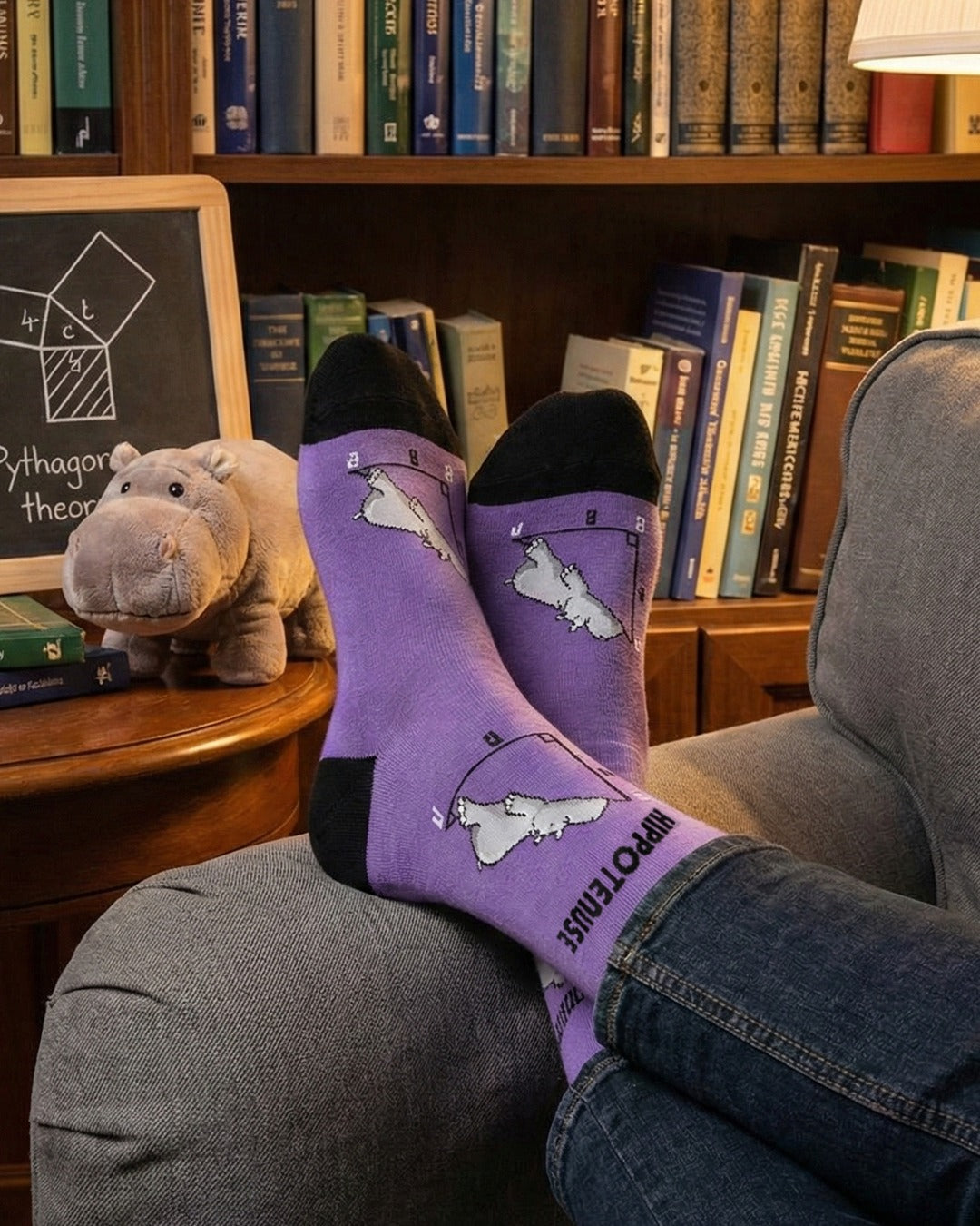 Hippotenuse Purple Socks Geometric Math Style