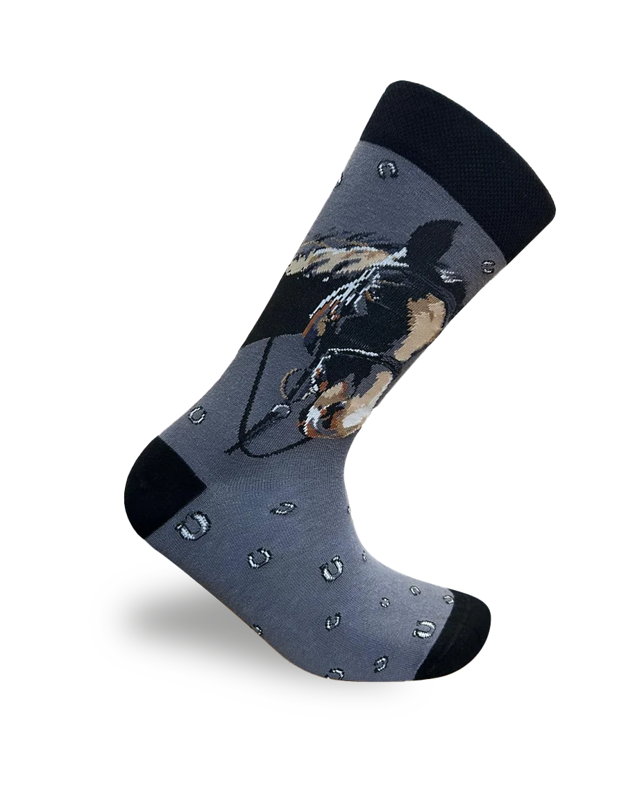 Chaussettes motif cheval en coton premium pour les passionnés d'équitation