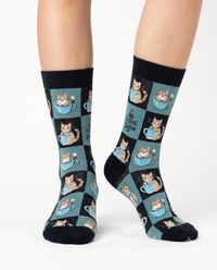 I Love Coffee Socks Coffee & Cat Morning Ritual Series
