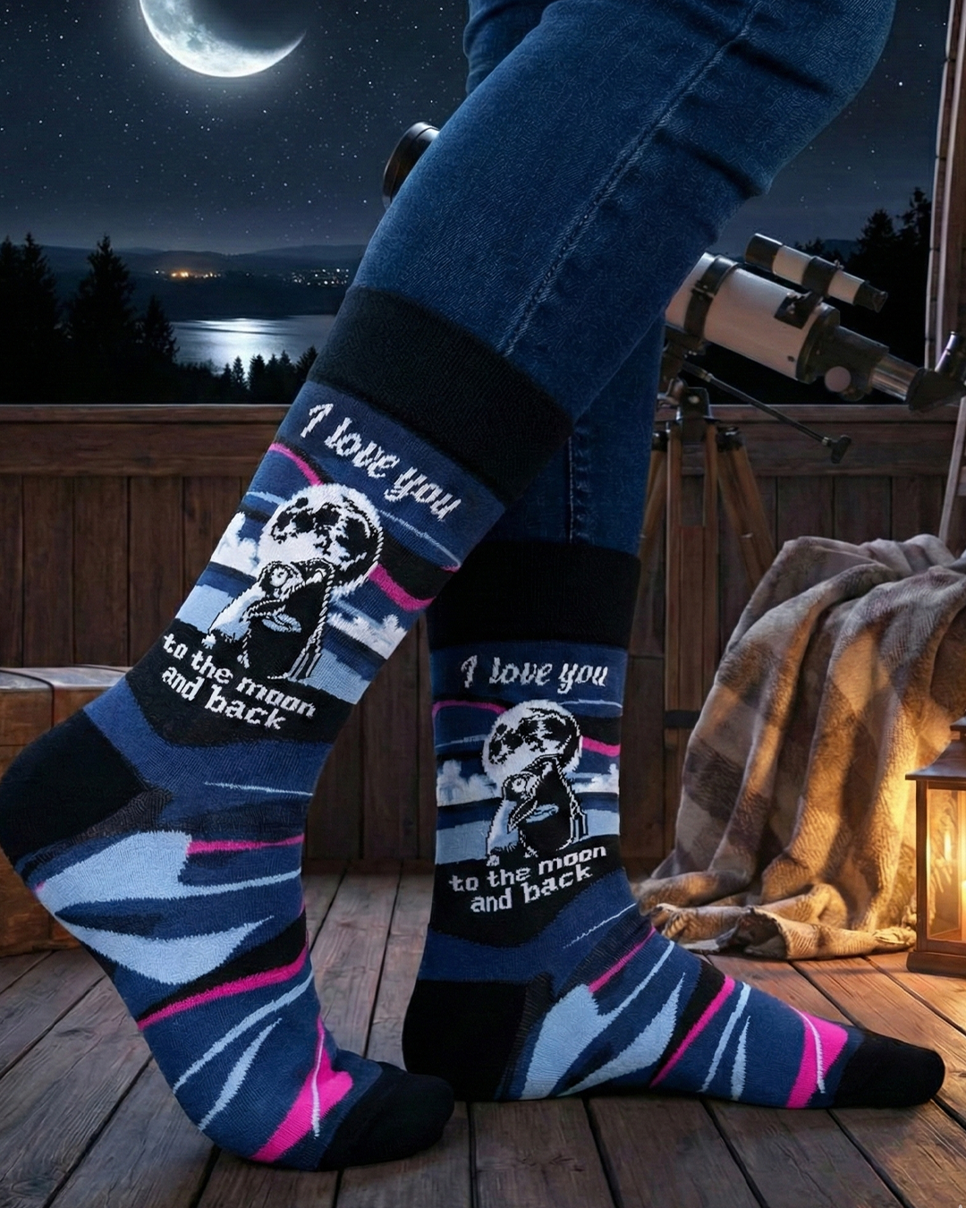 I Love You to The Moon And Back Socks Love Gift Series