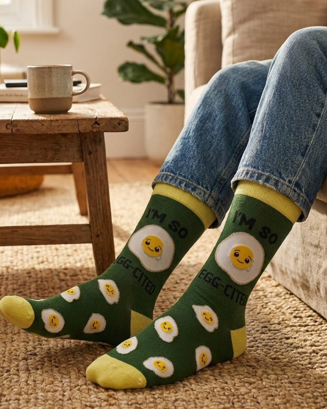 I’m So Egg Cited Socks Breakfast Humor Series