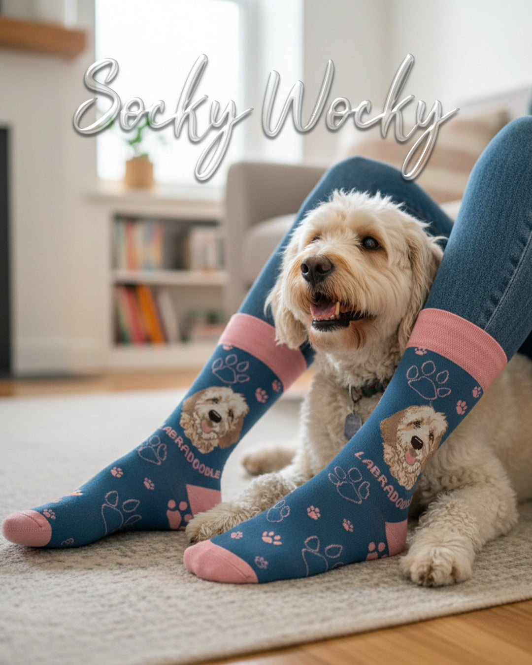 Labradoodle Cream Socks Designer Dog Series