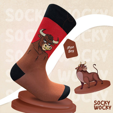 Moo Boy Cow Socks Funny Farm Cotton